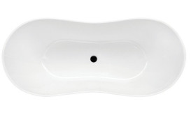 Ванна из искусственного камня Besco Viya Glam 160х70 см с сифоном клик-клак хром Mineral DuraBe золото/белый глянцевый #WMD-160-VZ