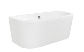 Ванна зі штучного каменю Besco Volya 160х75 см із сифоном клік-клак хром санітарний композит білий глянсовий #WKV-160-WS