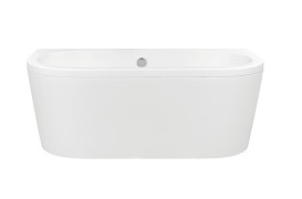 Ванна зі штучного каменю Besco Volya 160х75 см із сифоном клік-клак хром санітарний композит білий глянсовий #WKV-160-WS