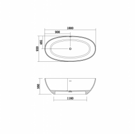 Ванна зі штучного каменю Devit Acqua 180х93 см окремостояча білий матовий 18090155W