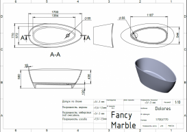Ванна із штучного каменю Fancy Marble Dolores 170х77 см білий матовий 14170103
