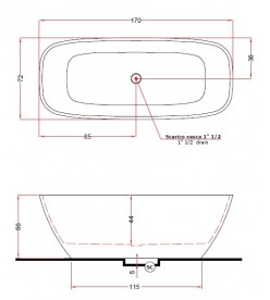 Ванна з штучного каменю Gruppo Treesse Brio 170х72 см білий матовий V297BO