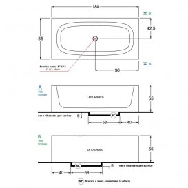 Ванна з штучного каменю Gruppo Treesse Summertime 180х85 см білий матовий Summertime185 / CP