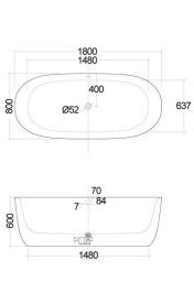 Ванна акриловая Kludi Elin O 180x80 см отдельно стоящая белый 52BF0143