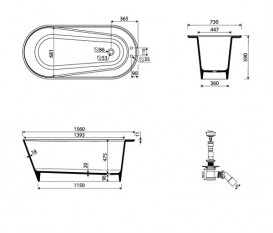 Ванна з штучного каменю Marmorin Alta 254 л білий 647 156 020 xx x