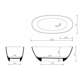 Ванна з штучного каменю Marmorin Wika 185 л білий P_W_648_01_1600