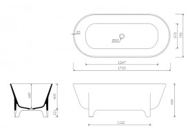 Ванна из искусственного камня Marmorin Liva 171х75,5 см отдельностоящая белый 555 170 020 xx x