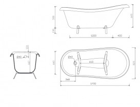 Ванна з штучного каменю Marmorin Fama 173х82,5 см окремостояча білий 566 173 020 xx x