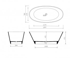 Ванна из искусственного камня Marmorin Luka 159,7х78 см отдельностоящая белый P_W_263_01_1597