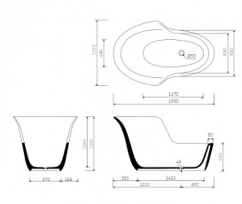 Ванна из искусственного камня Marmorin Jena 190х115,5 см отдельностоящая белый P 540 188 020 010