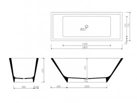 Ванна з штучного каменю Marmorin Tebe III 180х73 см окремостояча білий P 532 180 020 010