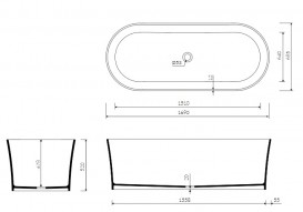 Ванна з штучного каменю Marmorin Wega 169х68,5 см окремостояча білий P 515 170 020 010