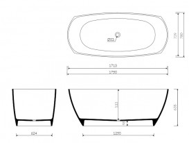 Ванна з штучного каменю Marmorin Isar 175х78 см окремостояча білий P 599 170 020 010