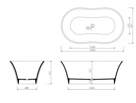 Ванна из искусственного камня Marmorin Cascada 153,3х88,7 см отдельностоящая белый P 724 154 020 010