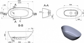 Ванна из искусственного камня Miraggio Melbourne 168,5х75,9 см Mirasoft Technology белый 0001490