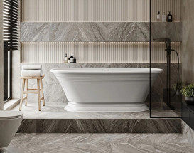 Ванна из искусственного камня Miraggio Anastasia 175x80 см литой мрамор Miramarble белый 69125621