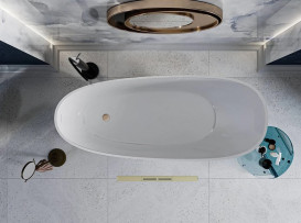 Ванна из искусственного камня Miraggio Marina 174,5x72,5 см литой мрамор Miramarble белый матовый 0002006