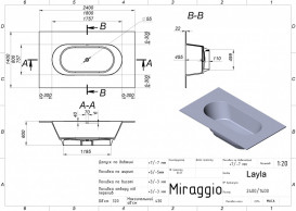 Ванна із штучного каменю Miraggio Layla 240x140 см литий мармур Mirasoft білий 69125670
