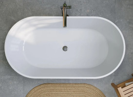 Ванна из искусственного камня Miraggio Greenland 155x80,5 см Miramarble глянцевый белый 8814302