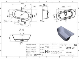Ванна из искусственного камня Miraggio Layla CL 180x114 см правосторонняя Mirasoft Technology белый 8814296