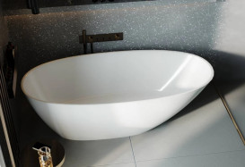 Ванна зі штучного каменю Miraggio Melbourne 168,5x76 см Miramarble глянсовий білий 0001488