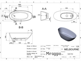 Ванна зі штучного каменю Miraggio Melbourne 168,5x76 см Miramarble глянсовий білий 0001488