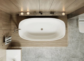 Ванна из искусственного камня Miraggio Santorini 164,5x80,5 см Miramarble глянцевый белый 0000609