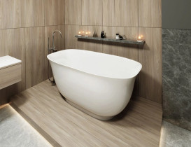 Ванна из искусственного камня Miraggio Santorini 164,5x80,5 см Miramarble матовый белый 0000776