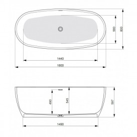 Ванна из искусственного камня PoolSpa DP 180х80 см отдельно стоящая с сифоном белый PWKDS10ZPSC0000
