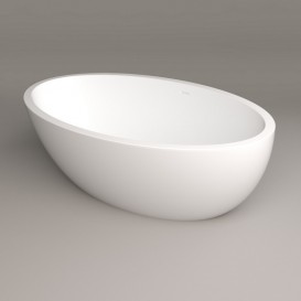 Ванна з штучного каменю PoolSpa Mood 170х90 см окремо стояча з сифоном білий PWKMD10ZPSC0000