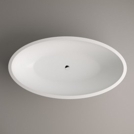 Ванна з штучного каменю PoolSpa Mood 170х90 см окремо стояча з сифоном білий PWKMD10ZPSC0000