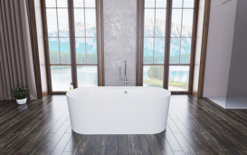 Ванна з штучного каменю PoolSpa Pia 184x82 см окремо стояча з сифоном білий PWKFS10PPSC0000