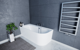 Ванна з штучного каменю PoolSpa Pia 180x80 см асимметрична L ліва з ніжками та сифоном білий PWKCL10PPSC0000