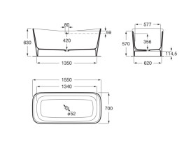 Ванна из искусственного камня Roca Maui 155x70 см Stonex белый A248502000