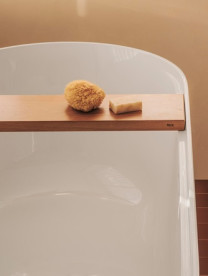 Ванна зі штучного каменю Roca Tura 170х75 см з дерев'яною полицею Stonex® білий A248671000