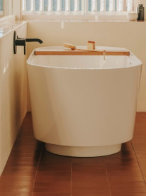 Ванна зі штучного каменю Roca Tura 170х75 см з дерев'яною полицею Stonex® білий A248671000