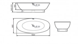 Ванна з штучного каменю Rock Design Гармонія 182х90 білий 1G182090