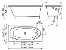 Ванна из искусственного камня Rock Design Селена L 170x80 (основа Классика Плюс) 1SLP170080