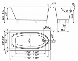 Ванна з штучного каменю Rock Design Селена Плюс 145x80 білий 1SP145080