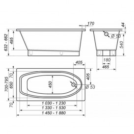 Ванна из искусственного камня Rock Design Классика 175х80 белый 1K175080