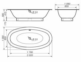 Ванна з штучного каменю Rock Design Гармонія Плюс 202х110 білий 1GP202110
