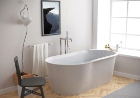 Ванна из искусственного камня Stonex отдельностоящая Roca Raina 159х79 см белый A248466000