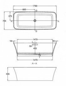Ванна каменная отдельностоящая Burlington Palermo 179x75 см белый N5C