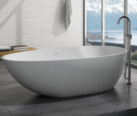 Ванна каменная отдельностоящая овальная Istone Olivia 180х90 см белый матовый WD6550