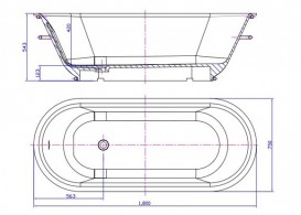Ванна кам'яна окремостояча овальна на чорній металевій рамі Istone Lesley 177х72 см білий матовий WD65150