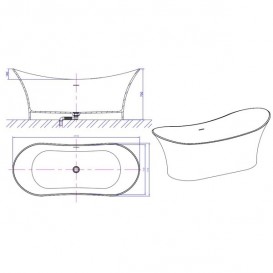 Ванна каменная отдельностоящая овальная Istone Willow 175х75 см белый матовый WD6520