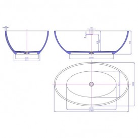 Ванна кам'яна окремостояча овальна Istone Qliuia 176х103 см білий матовий WD6556