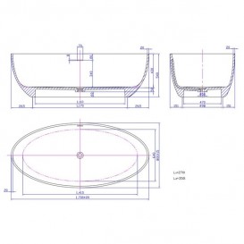 Ванна каменная отдельностоящая овальная Istone Qliuia 170х80 см белый матовый WD6599
