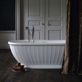 Ванна каменная отдельностоящая овальная Burlington Albany 169х80 см белый матовый с клапаном стока ARC21 + ARC72