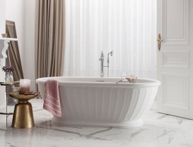 Ванна каменная отдельностоящая овальная Burlington Albany 169х80 см белый матовый с клапаном стока ARC21 + ARC72